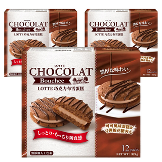 LOTTE 樂天 巧克力布雪蛋糕, 可可風味, 蓬鬆棉花糖, 12個 Set, 324g, 3盒