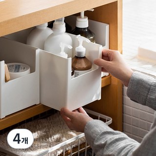 GAKYU 方形收納籃, 白色, 4個