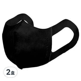順易利 兒童3D立體寬耳帶口罩, 黑色, 50片, 2盒