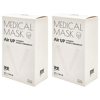 天天 自然V 成人平面醫用口罩 未滅菌, 珍珠白, 20片, 2盒