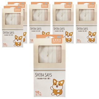 柴語錄 成人平面醫療口罩 17.5 x 9.5cm, 粉橘柯基, 10片, 6盒