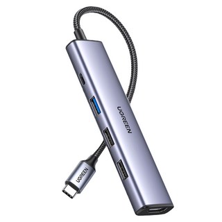 UGREEN 綠聯 五合一Type-C集線器, 灰色, 1個