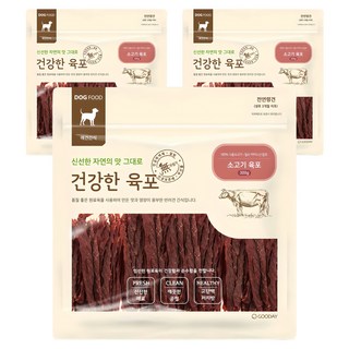 굿데이 강아지 건강한 육포, 소고기, 300g, 3개