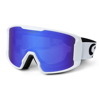 Oaklans S7 高級滑雪護目鏡 + 硬殼收納盒 + 清潔兩用袋, 白色鏡框 + 藍色鍍膜鏡片