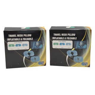 EDISH 按壓式充氣頸枕 彩盒裝 2入 輕巧便攜旅行枕 柔軟舒適護頸枕