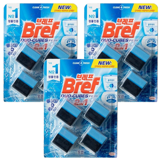 Bref 妙力 投入式馬桶清潔錠 Set 4入 強效衛生洗淨 + 海水藍色, 200g, 3組
