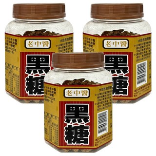 老中醫 古早味黑糖, 無添加防腐劑, 300公克大罐裝, 300g, 1入, 3罐