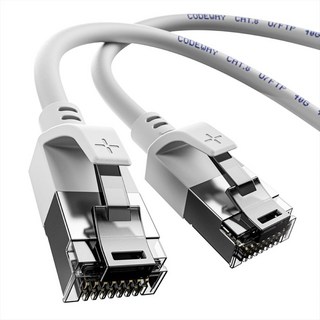 CODEWAY CAT.8 40Gbps 圓形PVC抗干擾耐用高速傳輸網路線, 1m, 白灰色, 1條