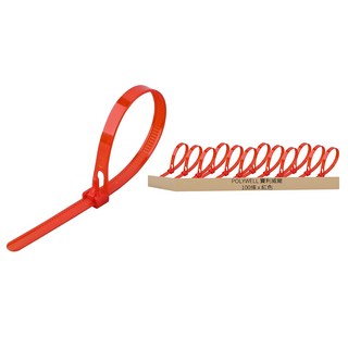 POLYWELL 寶利威爾 可鬆式尼龍束線帶 PW15-T65-0110, 100條, 紅色