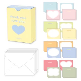 워너디스 러브레 미니 감사 메시지 엽서 카드 8종 x 5p + 봉투 20p 세트, 코튼블러, 1개