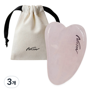 玫瑰石英按摩納金刮痧 NJ001 心形+收納袋, 3個, 單色
