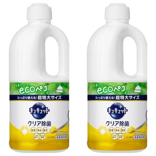 Kao 花王 Cucute 珂珂透 餐具洗碗精補充瓶 檸檬香, 1.25L, 2瓶