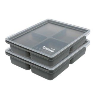 쁘띠누베 국내 제조 실리콘 이유식 냉동 용기 멀티 큐브 4구, GRAY, 2개