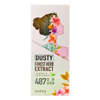 SOFEI 舒妃 型色家 植萃添加護髮染髮霜, 487 霧感草本綠, 1組