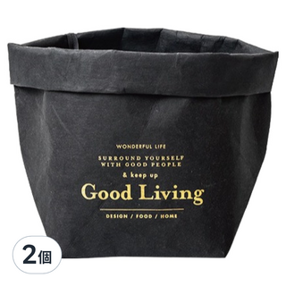 小麥購物 北歐可水洗牛皮紙袋 L2077, 黑色, 2個