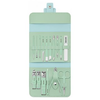 SC優選 不鏽鋼修甲美甲工具16件組, 1組, 綠色