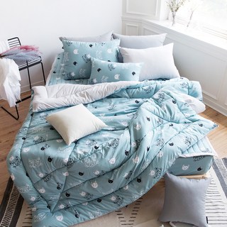 I'm Living Julie系列 超細纖維薄被 1入, 雙人(180 x 220cm), 貓咪款 藍色