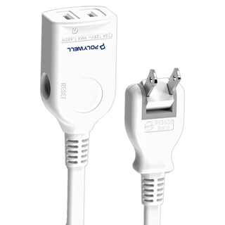 POLYWELL 寶利威爾 2P中繼型電源延長線 單插 PW15-T05-A046, 4.5m, 1個