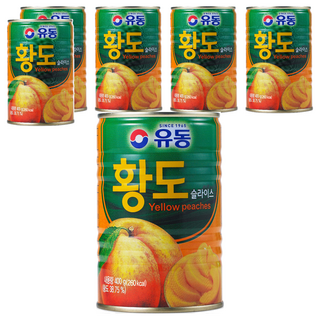 유동 황도 슬라이스 통조림, 400g, 6개