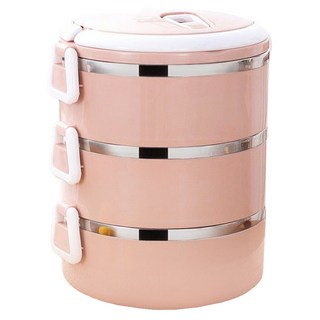 日式加大三層便當盒 顏色隨機 大容量分層設計 持久保溫, 1個