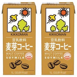 KIKKOMAN 龜甲萬 豆乳 麥芽咖啡風味 1L (33.81 fl oz), 1000ml, 2瓶
