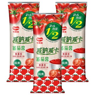 KAGOME 可果美 減鈉減卡蕃茄醬, 熱量與鈉含量減少一半, 465g, 3瓶