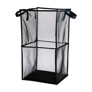 網格折疊洗衣籃 大容量收納 透氣網口設計, 黑色, 66 x 33 x 33cm