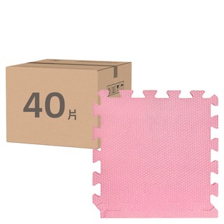 環保無毒 防滑EVA巧拼地墊, 40片裝, 32 x 32 x 1cm, 深粉色, 1組