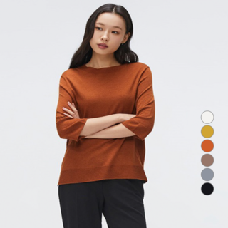 SPAO 女款美麗諾羊毛圓領寬鬆版型五分袖針織衫 SPKWF23W04