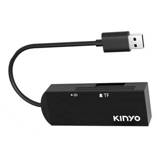 Kinyo 迷你雙槽讀卡機 17 x 9 x 44mm 線長85mm 13g, KCR-219, 黑色, 1個