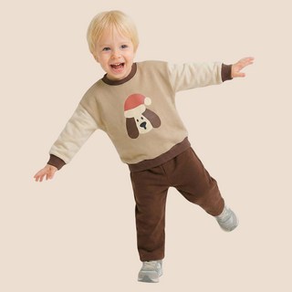 星伊兒童 兒童刷毛聖誕兔上下衣套裝