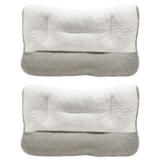 HONDONI 日式反牽引護頸枕 記憶枕頭 舒壓枕 側睡枕 止鼾枕 乳膠枕款, 48 x 74cm, White/Gray, 2個