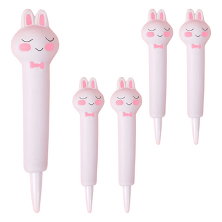 捏捏樂紓壓筆 0.5mm中性筆, 小白兔 白色, 5支