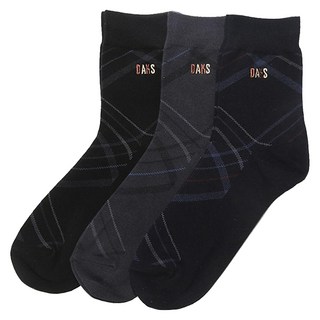 DAKS 男士紳士中筒格紋襪3雙禮盒組 附提袋