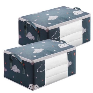 피키픽스 투명창 패브릭 이불 정리함, 네이비, 2개