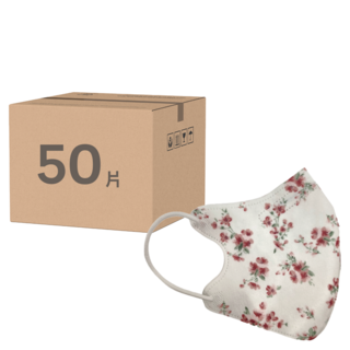deguan 德冠 醫用口罩 零觸感成人3d立體, 50片, 1盒, 杏花春雨 紅色