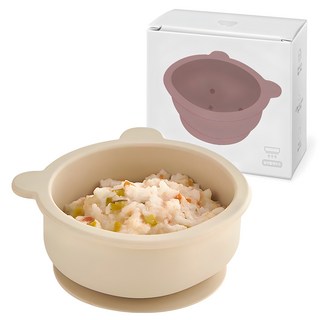 LITTLE CLOUD 小熊矽膠學習餐碗, 米色, 1個