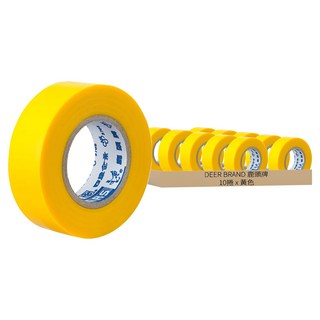 DEER BRAND 鹿頭牌 PCV電氣絕緣膠帶 IA81 10m x 19mm 黃色, 10捲