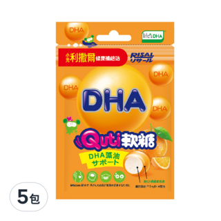 RISAL 小兒利撒爾 Quti 軟糖 富含DHA藻油 口感香甜, 10顆, 25g, 5包