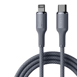 ROMOSS Type-C-Lighting 27W 熔岩鎢金編織充電線, 2m, 藍色鈦, 1條