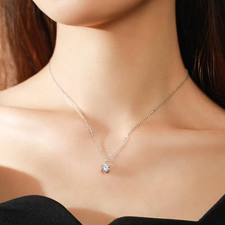 ENCLAIR 女款 莫桑石 實驗室鑽石 六爪 1克拉 18K包金 項鍊