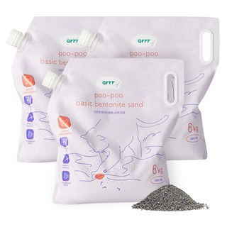 동원아르르 푸푸 베이직 벤토나이트 고양이 모래, 6kg, 3개, 무향