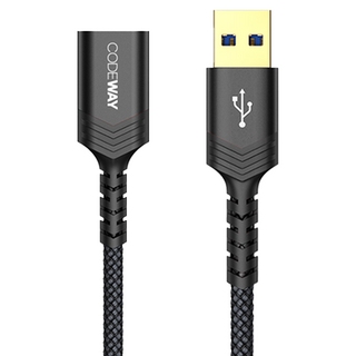 CODEWAY USB 3.0 5Gbps 公對母 高速傳輸延長線, 1.5m, 黑色, 1條