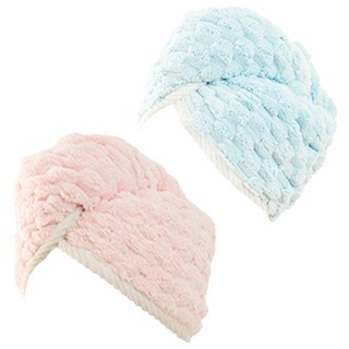 乾髮神器 雲朵格加厚吸水速乾乾髮帽, 淺粉色 + 淺藍色, 2個