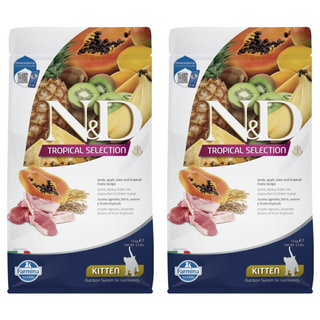 N&D 幼貓 FTC0天然熱帶水果系列 乾飼料, 羊肉 + 木瓜, 1.5kg, 2袋