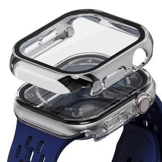 KANTAM Apple Watch 全覆蓋保護殼 2件組, 1套, 透明, 銀色