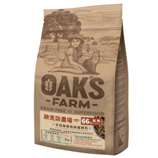OAK'S FARM 天然無穀熟齡貓飼料, 鮭魚, 2000g, 1袋