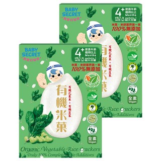 BABY SECRET 寶寶的秘密 有機米菓 6包組 4個月以上 100%無添加, 菠菜, 36g, 2盒