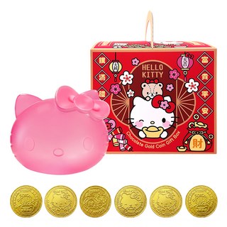 AMANDIER 雅蒙蒂 Hello Kitty富貴平安撲滿禮盒 附隨機6枚巧克力幣, 39g, 1個