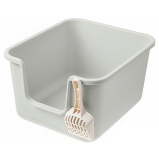 Tamsaa 基本款貓砂盆 + 砂鏟, 貓砂盆520x450x300mm，貓砂鏟260x110x50mm, 灰色, 1組